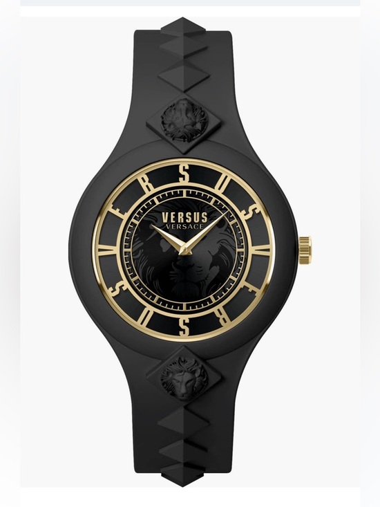 Versus By Versace Accessories - Versus Versace Black & Gold Lion Dial Watch with Box & Auth. Card. NWT 39mm